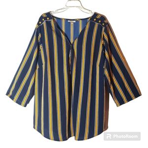 MPH Collection women's plus size 3X beautiful striped zip front blouse. 746
